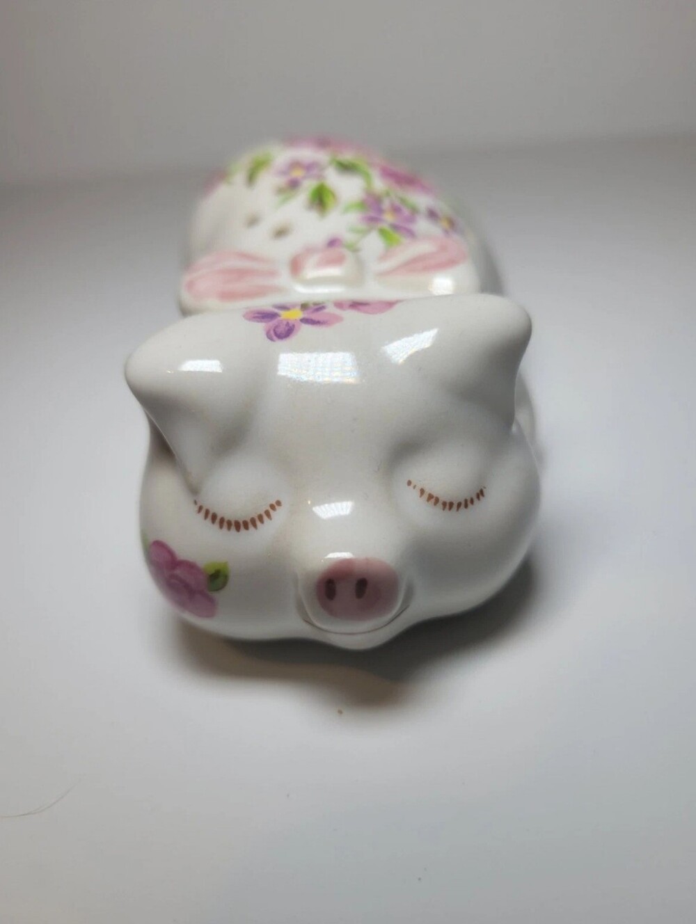 Vintage 1978 Avon Ceramic "Sleeping Pig" Pomander Potpourri Holder